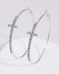 Y2K Rhinestone Cross Hoop Earrings