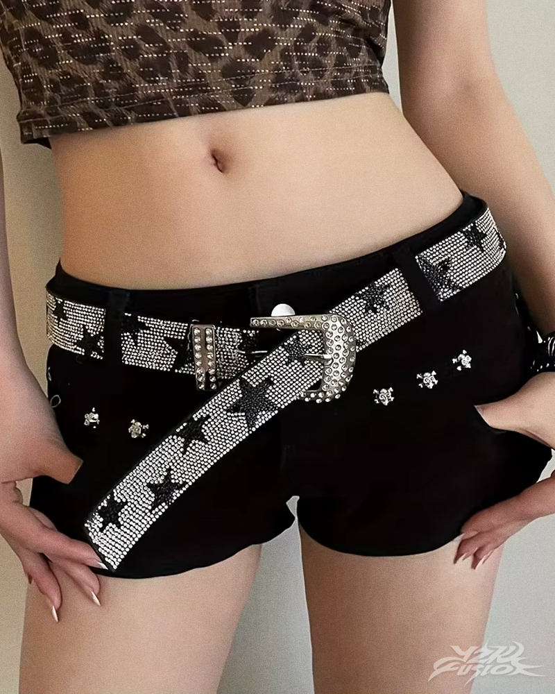 Y2K Rhinestone Star Belt