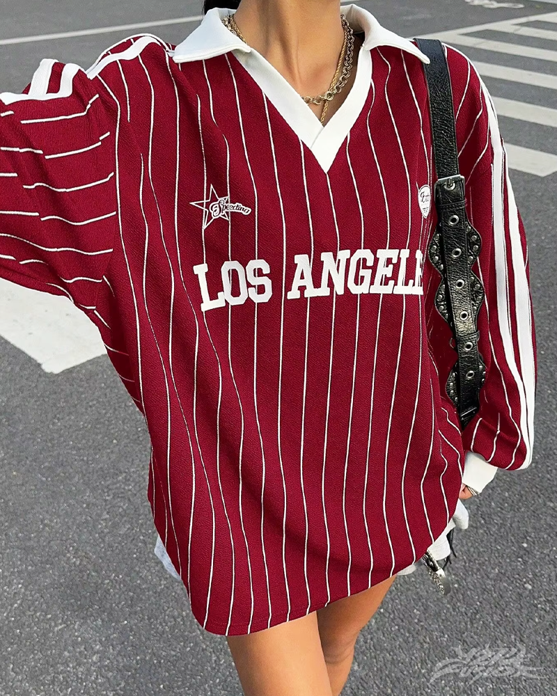 Y2K Striped Polo Sweatshirt