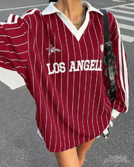 Y2K Striped Polo Sweatshirt